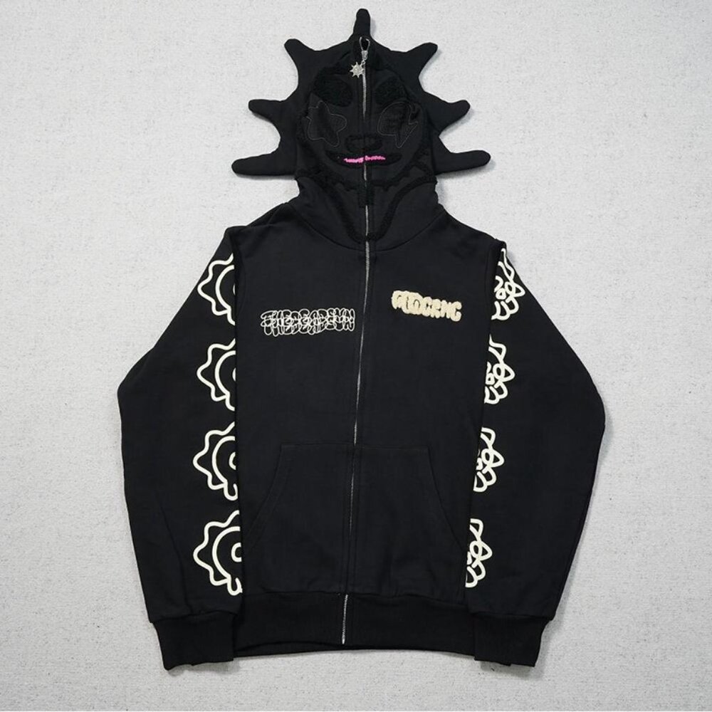 Glo Gang Black Skull Zip Up Hoodie
